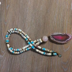 21inch handmade Fabulina pink quartz necklace